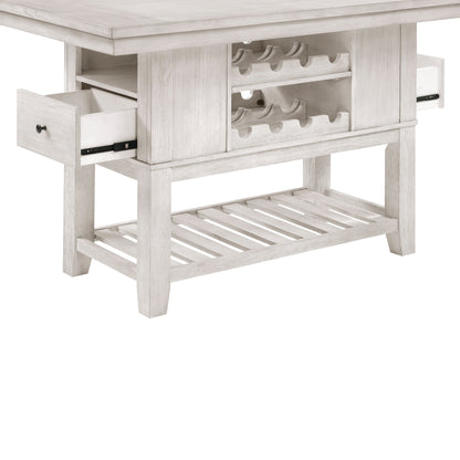 Farmhouse Dining Set Antique White Wood Table with Storage for 4