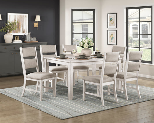 Antique White Farmhouse Dining Table Set - Seats 6