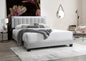 1pc Full Size Bed Channel Tufting w LED Full Upholstered Light Gray Finish Bedroom Furniture