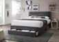 Luxury Contemporary Look 1pc Full Size Bed w Storage Drawer Charcoal Corduroy Headboard Bedframe