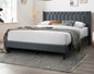 Modern Eye-Catching 1pc Full Size Bed Charcoal Burlap Fabric Unique Diamond Design Headboard Bedroom Furniture