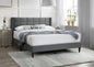 Elegant Modern 1pc Full Size Bed Upholstered Box Design Headboard Bedframe Gray Brushed Linen