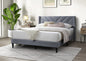 Elegant Modern Full Size Bed Clean Lines Design Headboard 1pc Gray Velvet Upholstered Bedframe