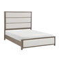 1pc Contemporary Queen Panel Bed Light Gray Finish Upholstered Headboard Footboard Bedroom Furniture