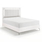 Glam White Queen Panel Bed LED Light Upholstered Headboard Faux Marble Laminated Top Chrome Metal Legs Bedroom Furniture 1pc