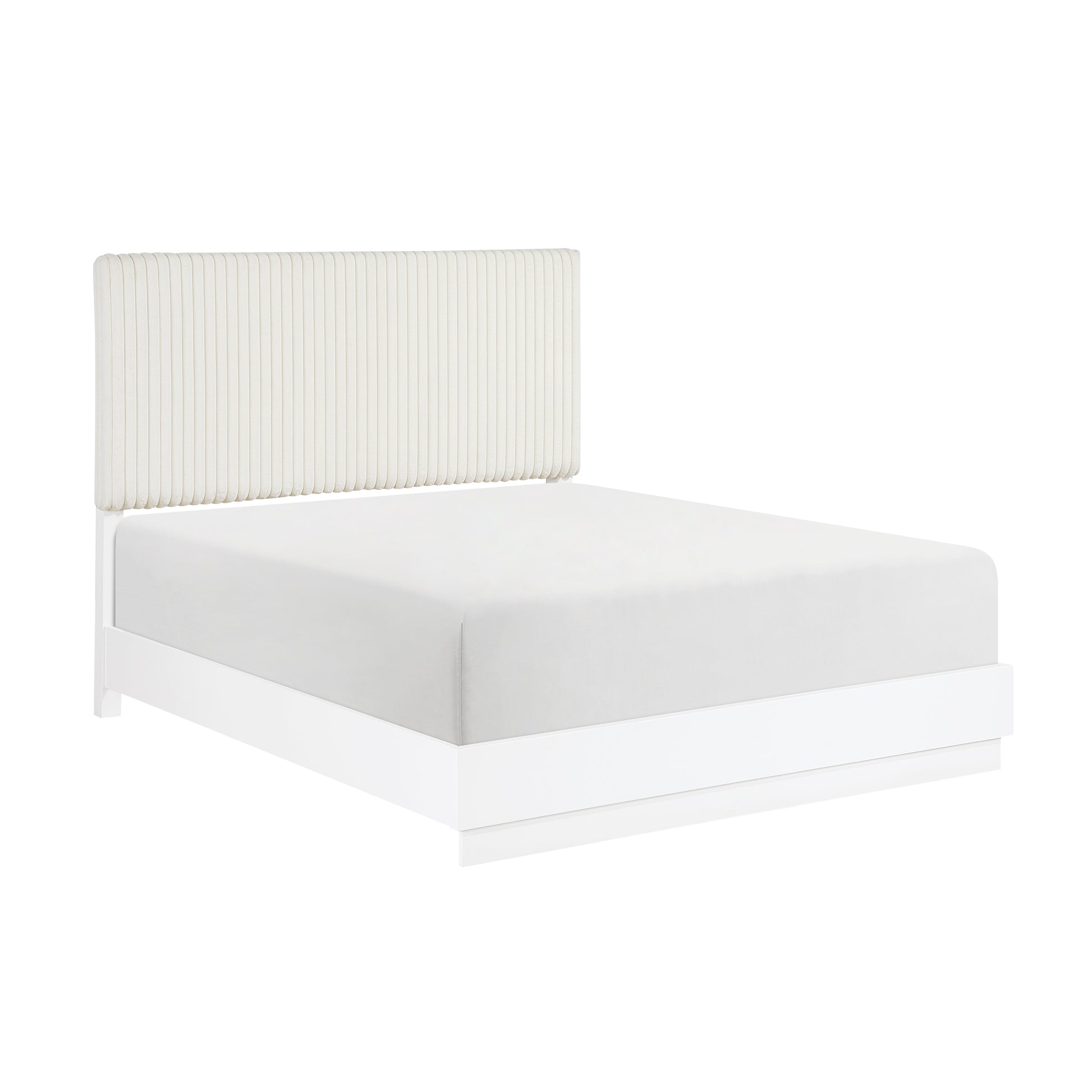Luxurious Pearl White Finish Queen Bed Soft Upholstery Headboard Panel Glam Bedroom Furniture 1pc