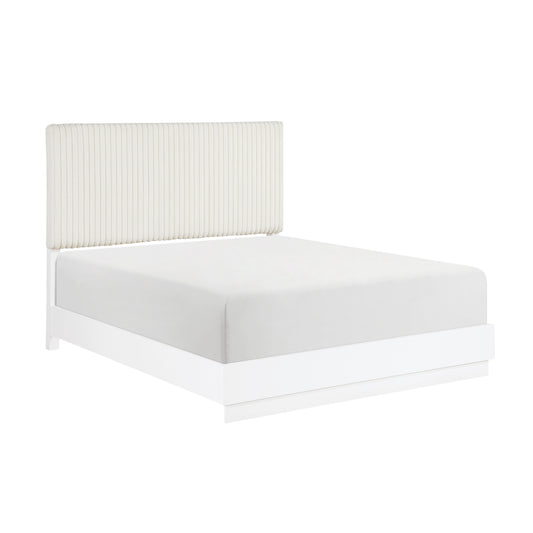 Luxurious Pearl White Finish Queen Bed Soft Upholstery Headboard Panel Glam Bedroom Furniture 1pc