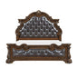 Formal Traditional Dark Brown Finish Luxury King Bed Tufted Headboard Intricate Carvings Gold Accent Detailing Bedroom Furniture 1pc