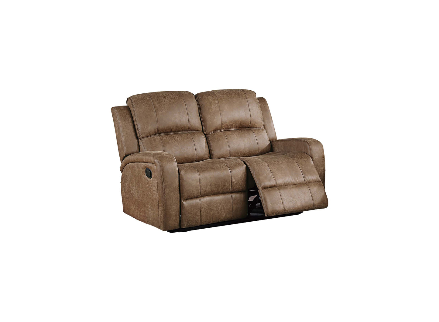 Chestnut Faux Leather Square Arm Sofa Set