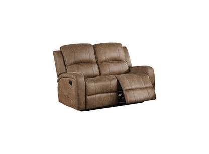 Chestnut Faux Leather Square Arm Sofa Set