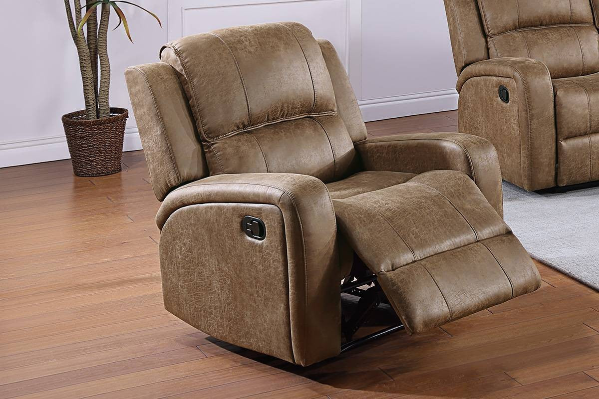 Chestnut Faux Leather Square Arm Sofa Set