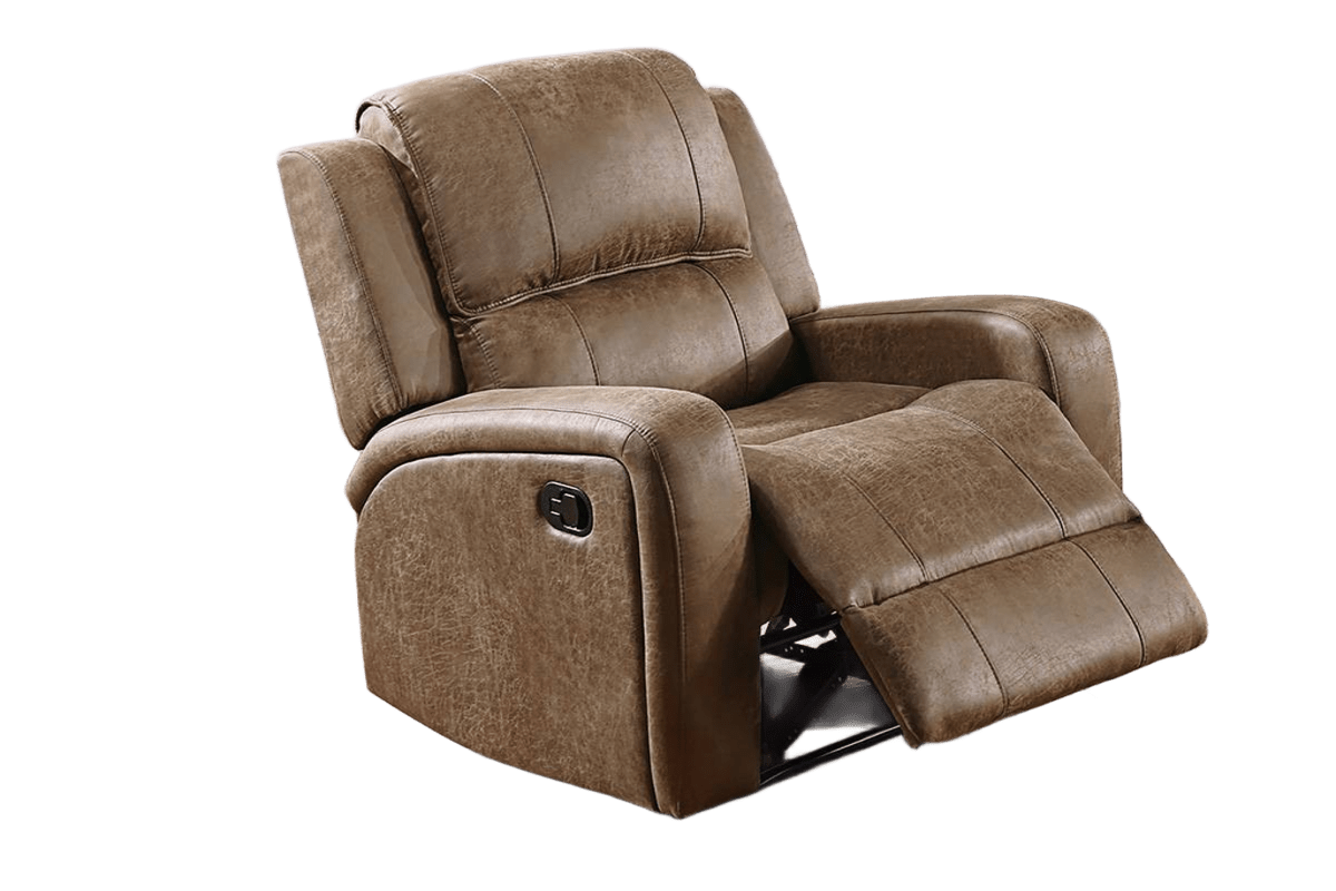 Chestnut Faux Leather Square Arm Sofa Set