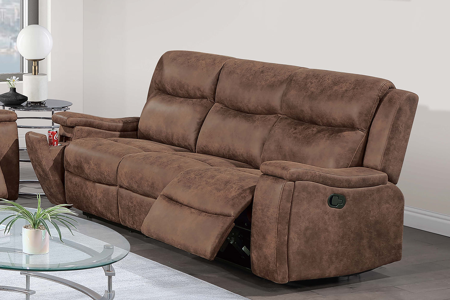 Modern Walnut Sofa - Plush Comfort & Storage