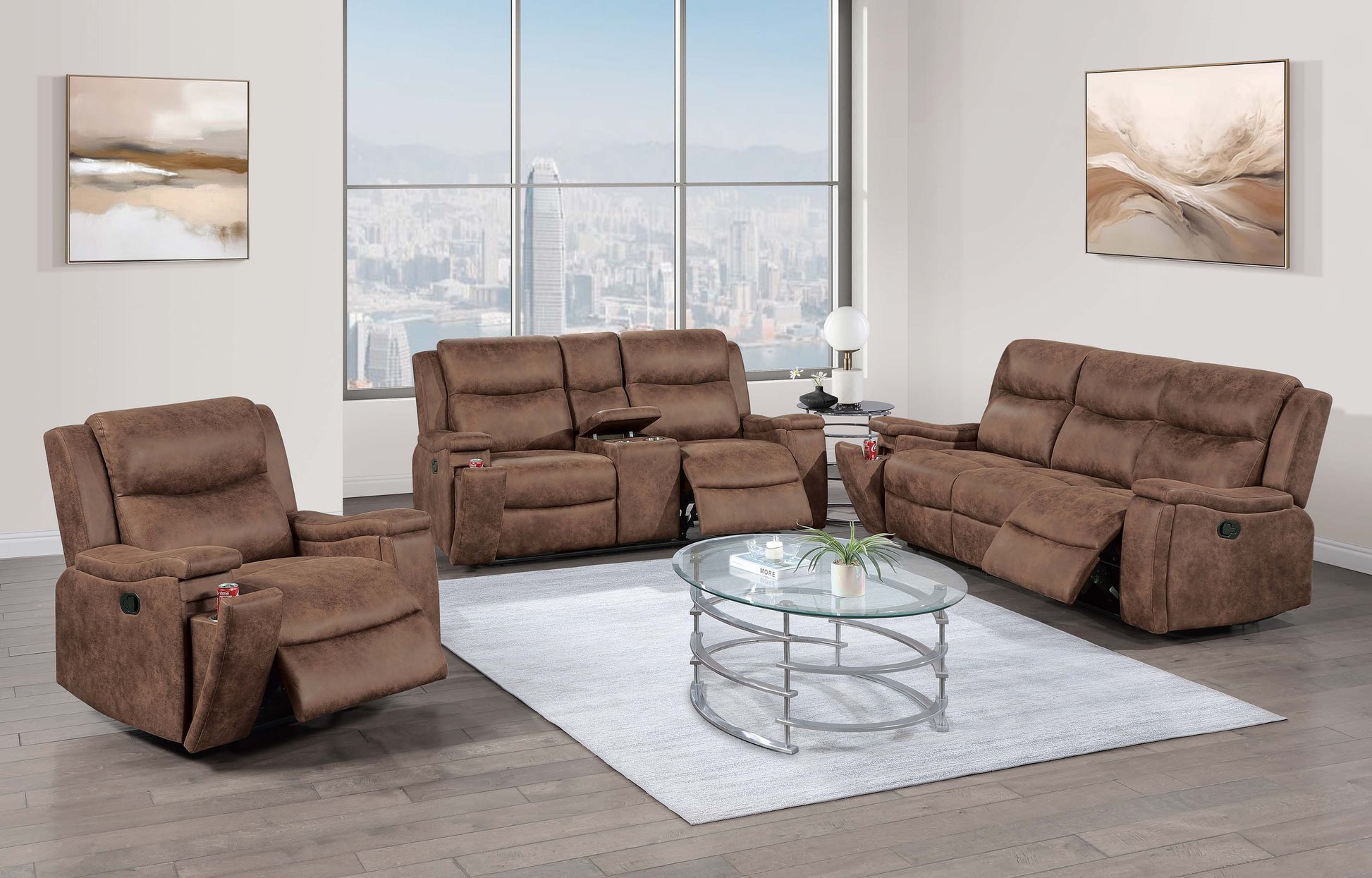 Modern Walnut Sofa - Plush Comfort & Storage