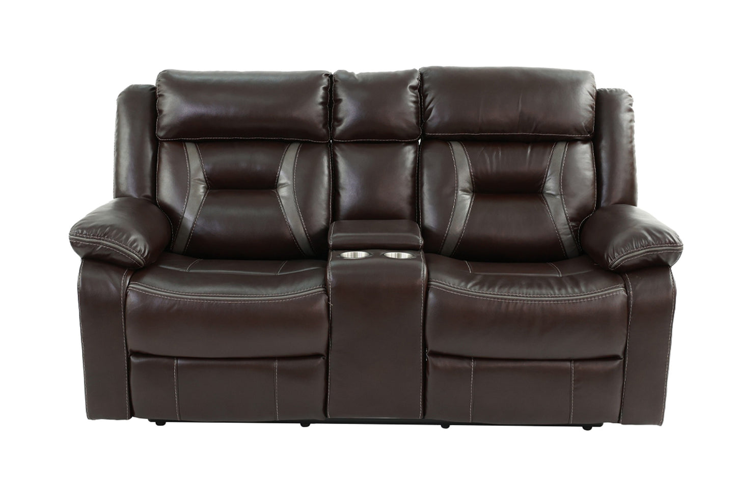 Dark Brown Leatherette Reclining Sofa - 73" Primary Living Room