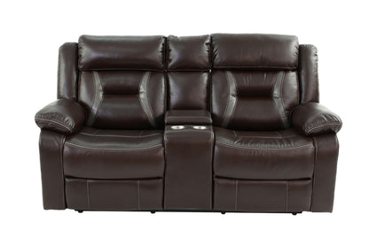 Dark Brown Leatherette Reclining Sofa - 73" Primary Living Room