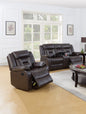 Modern Elegant 2pc Living Room Set Leatherette Padded Horizontal Tufting Pillow Armrest Cup Holder Dark Rosy Brown Finish Primary Living Room Furniture