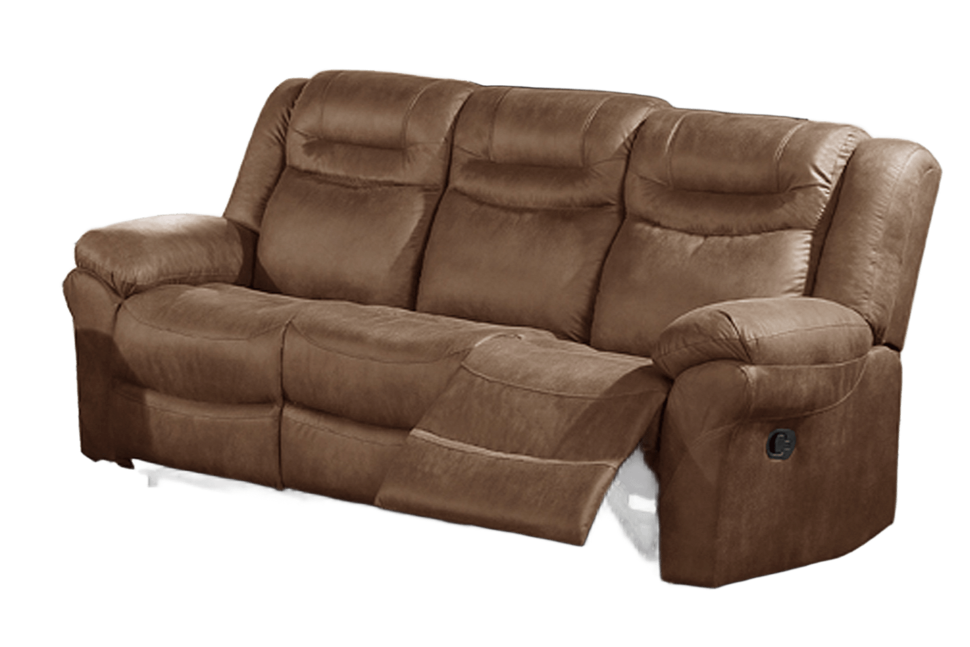 Modern Brown Faux Leather Reclining Sofa - 3 Seat
