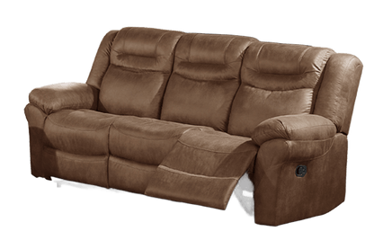 Modern Brown Faux Leather Reclining Sofa - 3 Seat