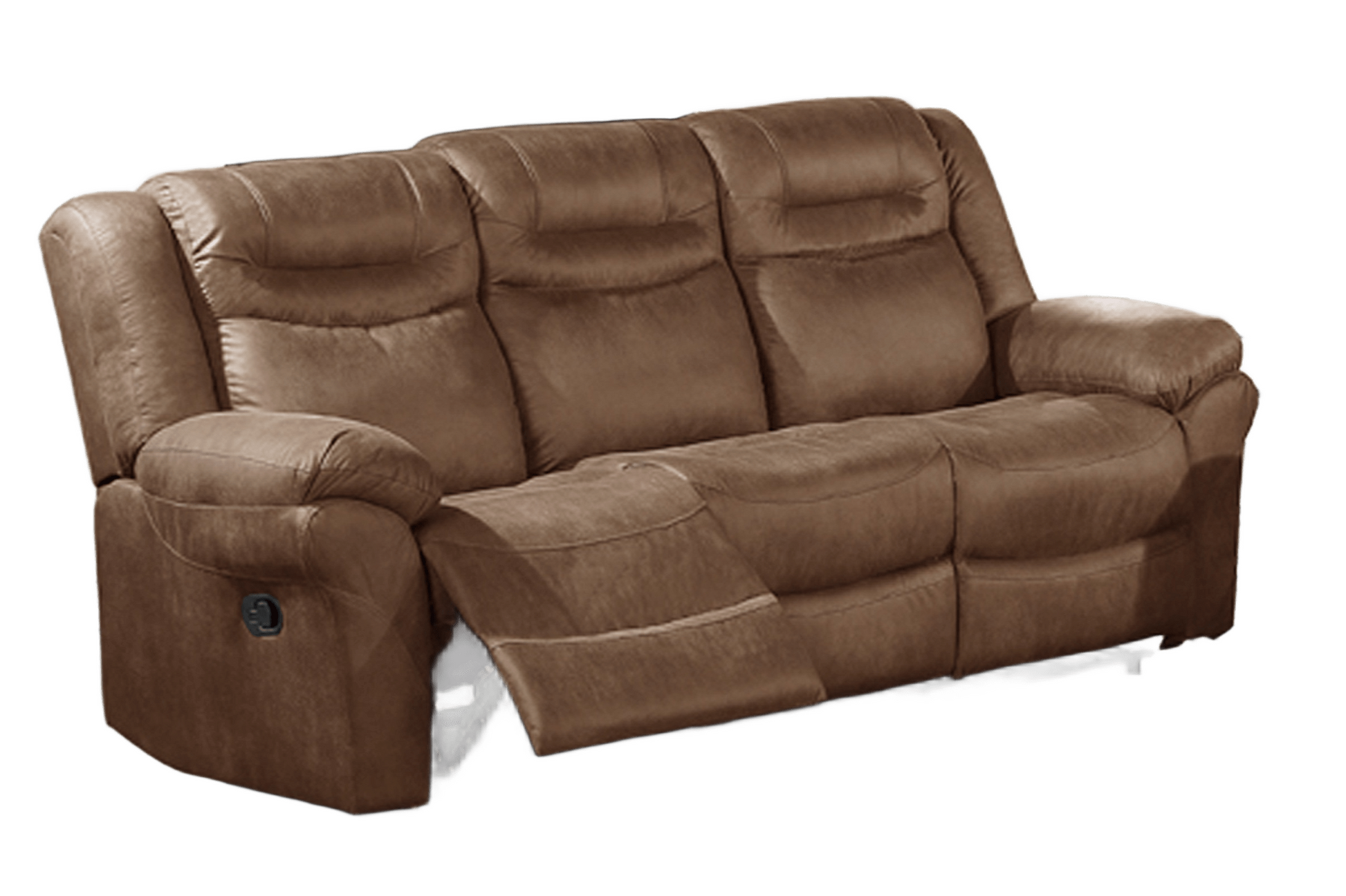Modern Brown Faux Leather Reclining Sofa - 3 Seat