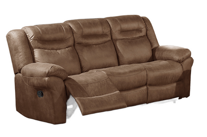 Modern Brown Faux Leather Reclining Sofa - 3 Seat