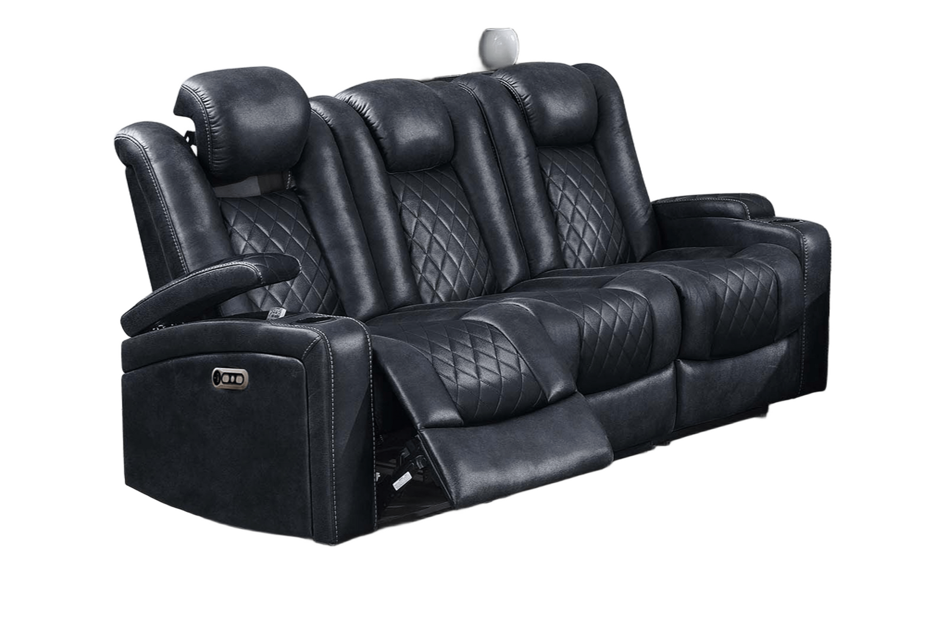 Modern Inky Blue Reclining Sofa - 3 Seats Storage for Living Room