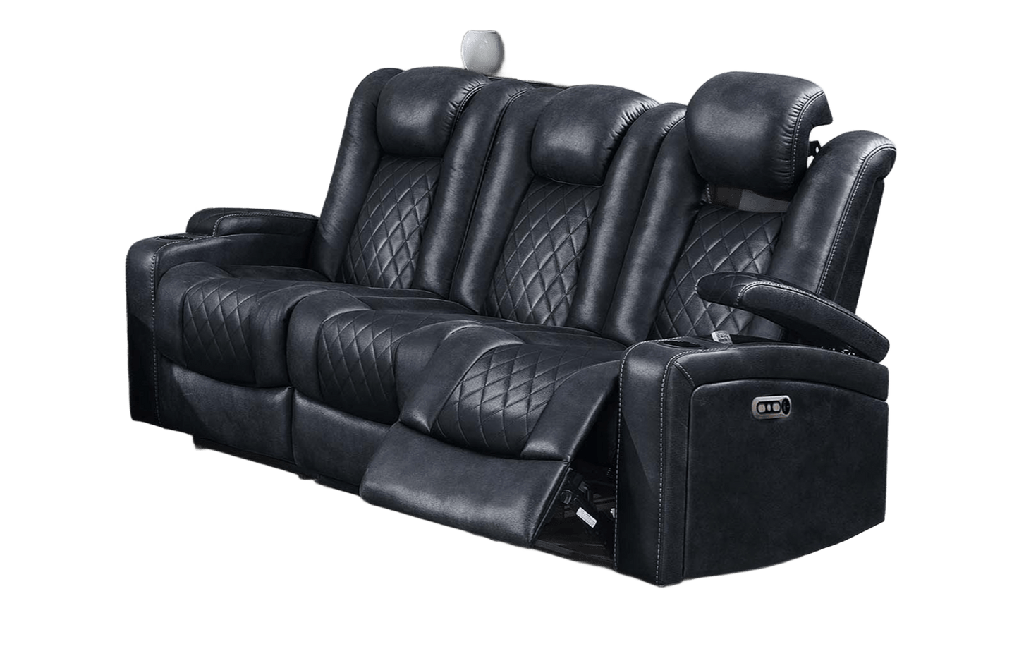 Modern Inky Blue Reclining Sofa - 3 Seats Storage for Living Room