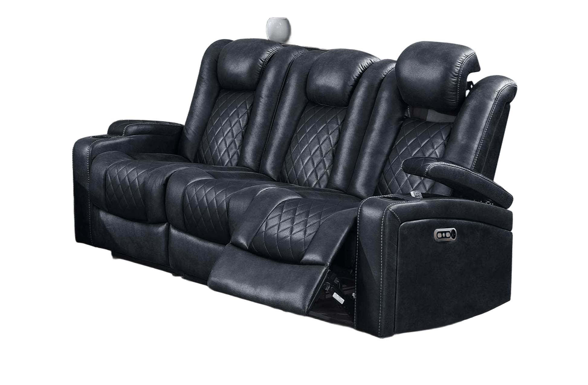 Modern Inky Blue Reclining Sofa - 3 Seats Storage for Living Room