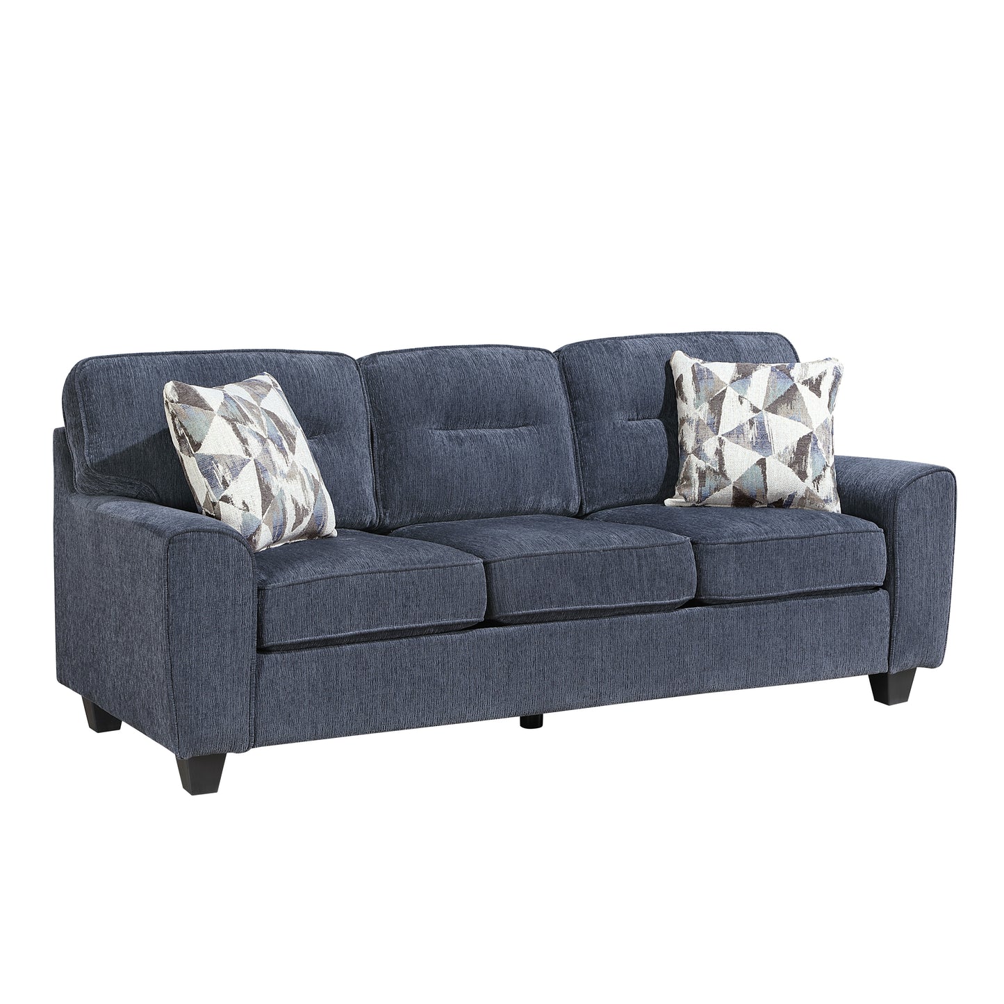 Blue 3 Seat Chenille Sofa - Contemporary Sofa