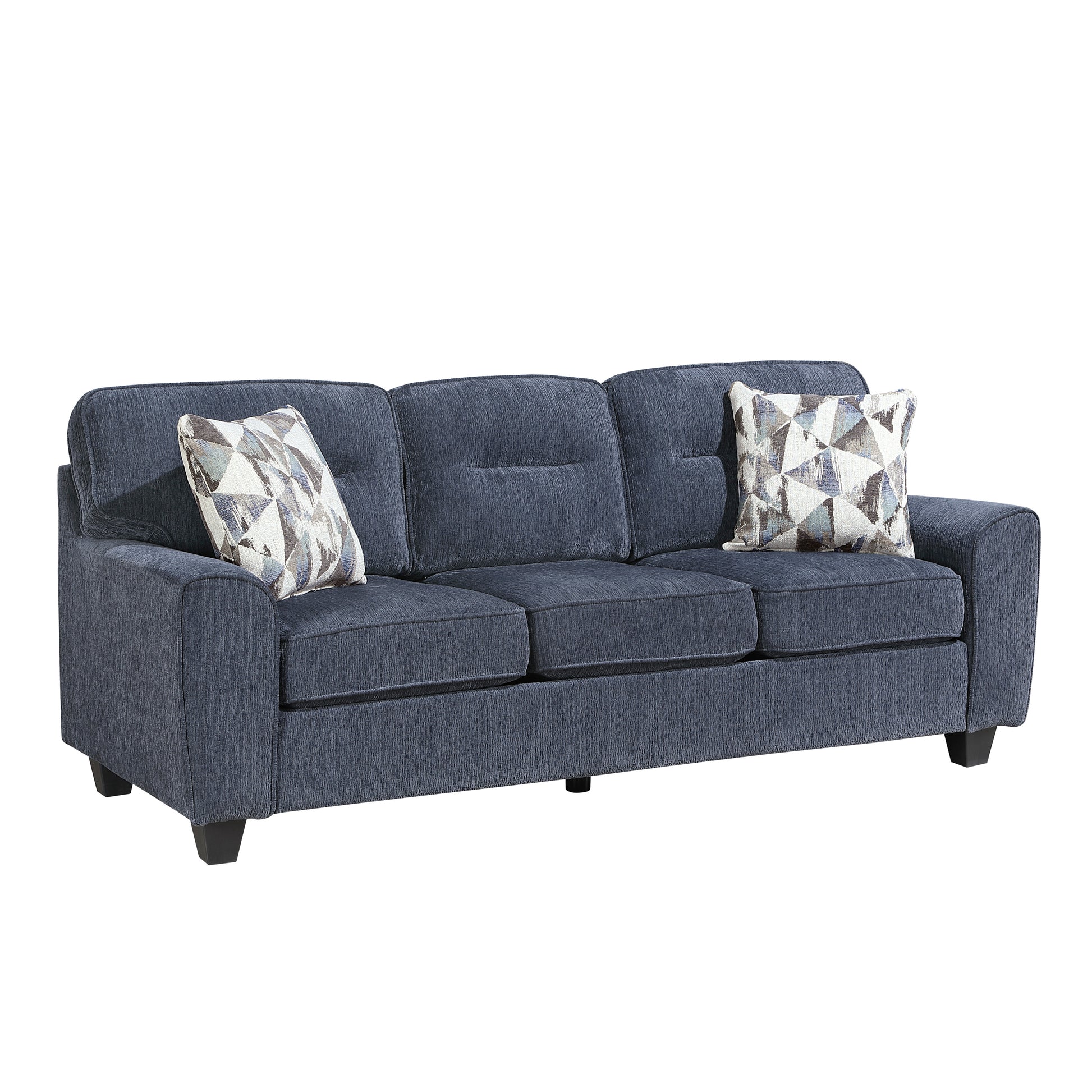 Blue 3 Seat Chenille Sofa - Contemporary Sofa