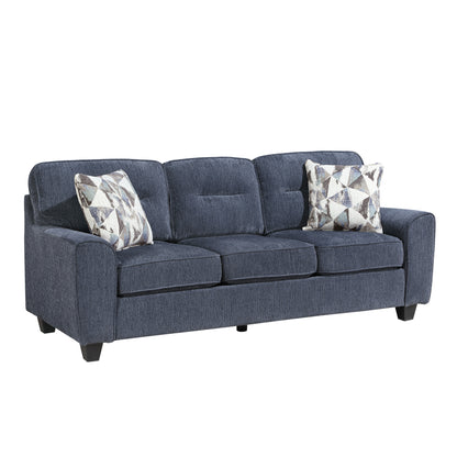 Blue 3 Seat Chenille Sofa - Contemporary Sofa