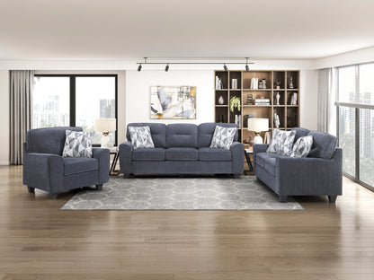 Blue 3 Seat Chenille Sofa - Contemporary Sofa