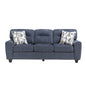 Durable Chenille Fabric Sofa w Decorative Pillows Blue Contemporary Living Room Furniture 1pc