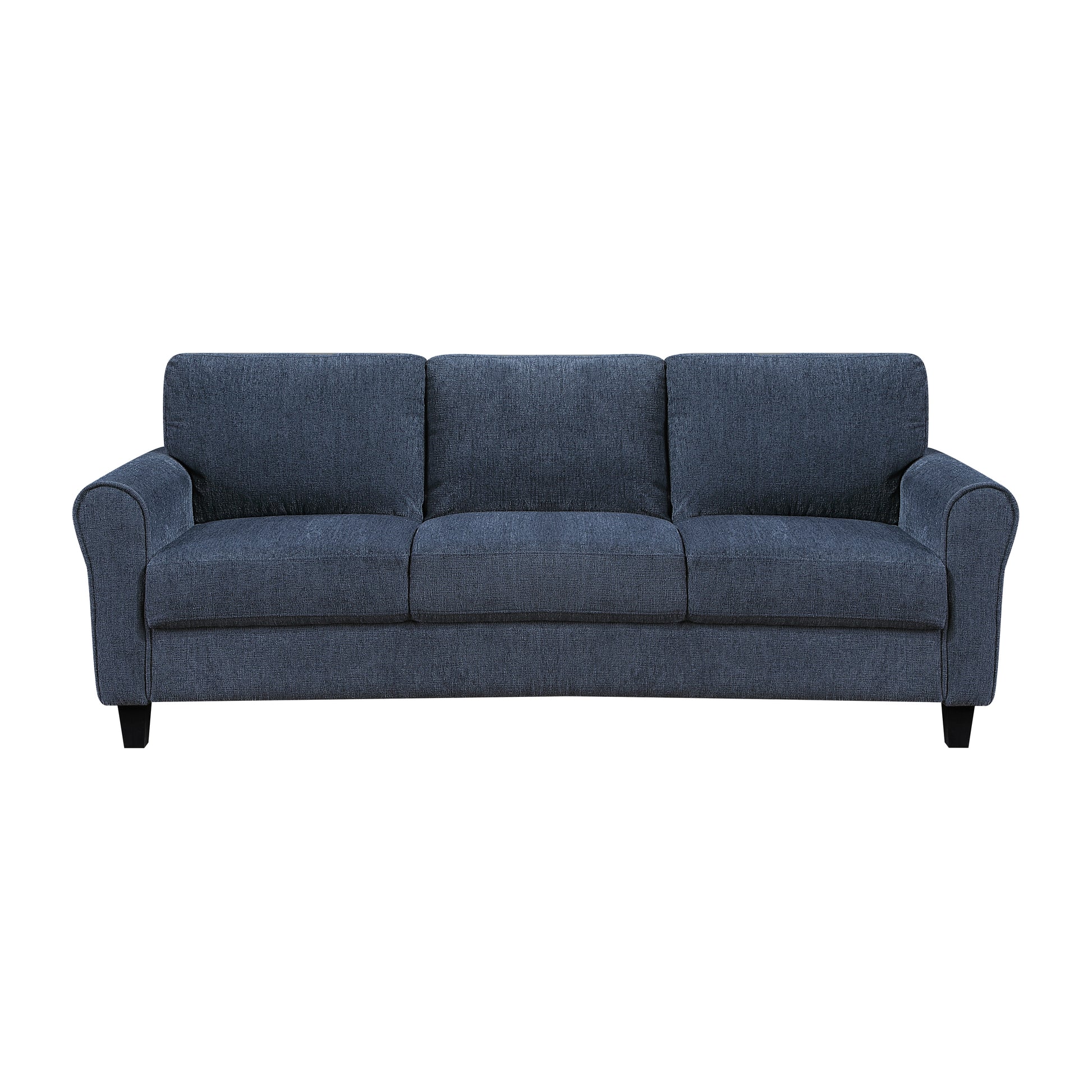 Contemporary 3-Seater Sofa Plush Foam Padded Blue Chenille Upholstered Pochet Coils Living Room Furniture 1pc