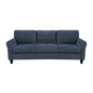 Contemporary 3-Seater Sofa Plush Foam Padded Blue Chenille Upholstered Pochet Coils Living Room Furniture 1pc