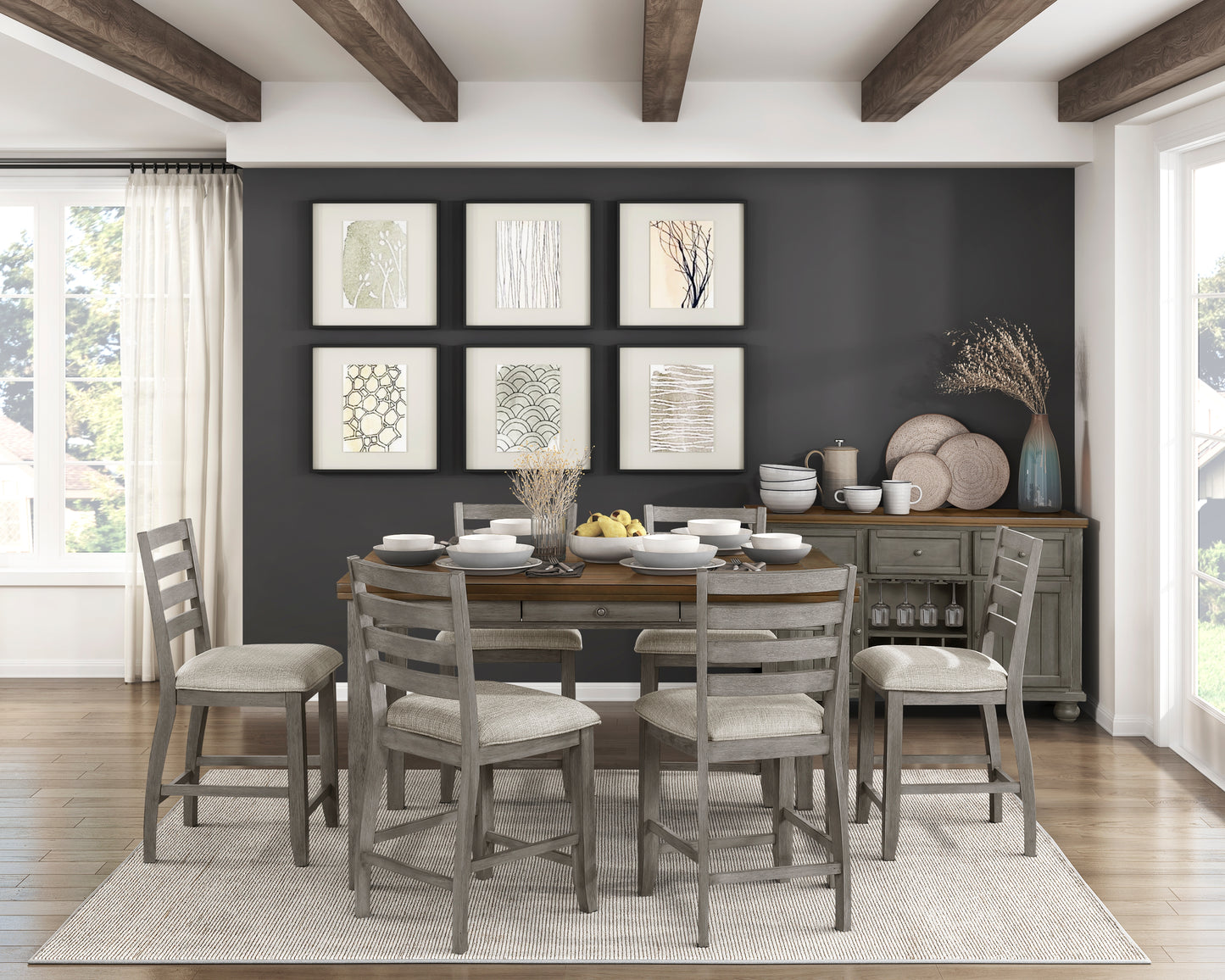 Gray Traditional Dining Chairs - 2 Piece Set