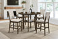 Contemporary Counter Height 5pc Dining Set Round Table with Shelf and 4x Chairs Comfort Light Beige Upholstery Dining Furniture