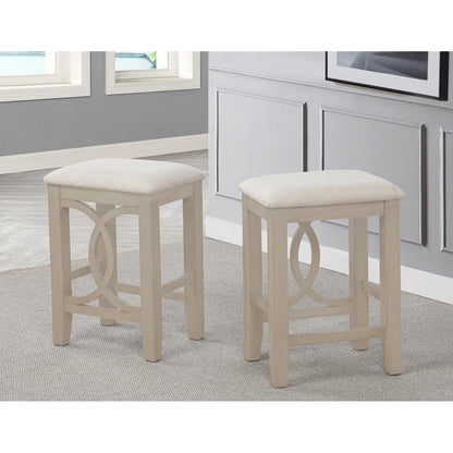 Antique White Acacia Wood Breakfast Nook Set with Stools