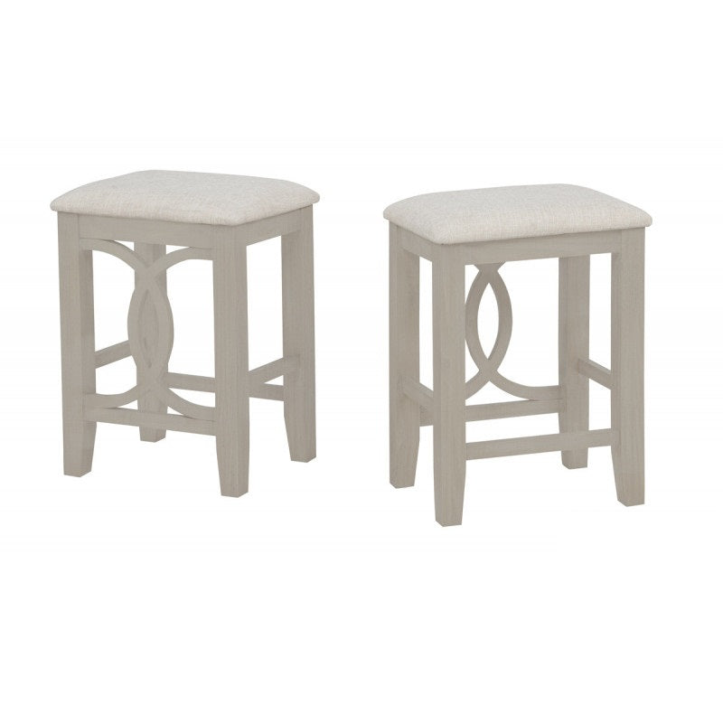 Antique White Acacia Wood Breakfast Nook Set with Stools