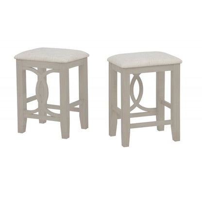 Antique White Acacia Wood Breakfast Nook Set with Stools