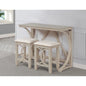 3-Piece Antique White Wood Counter Height Set with Dual-USB Ports
