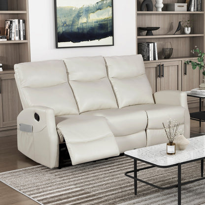 Contemporary Beige Double Reclining Sofa - Plywood Frame
