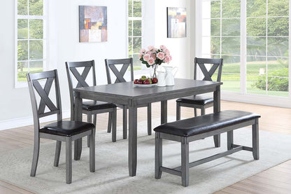 Gray Birch Rectangular Dining Table Set with Bench