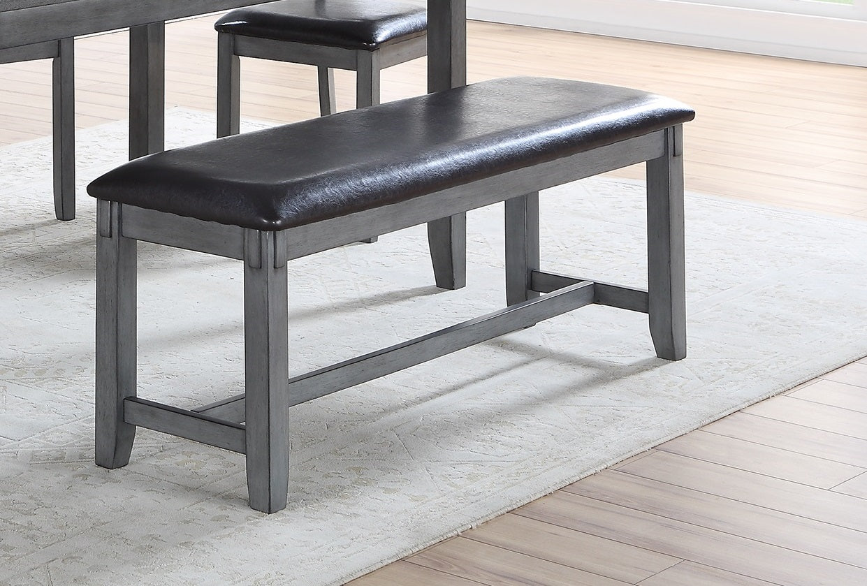Gray Birch Rectangular Dining Table Set with Bench