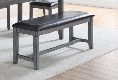Gray Birch Rectangular Dining Table Set with Bench