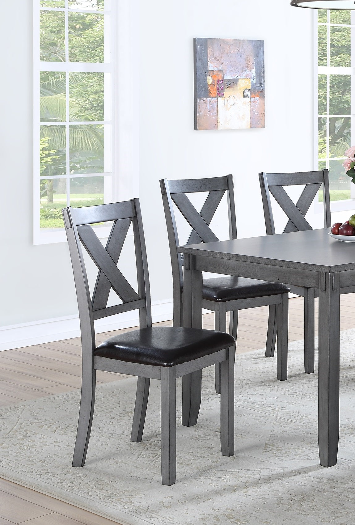 Gray Birch Rectangular Dining Table Set with Bench