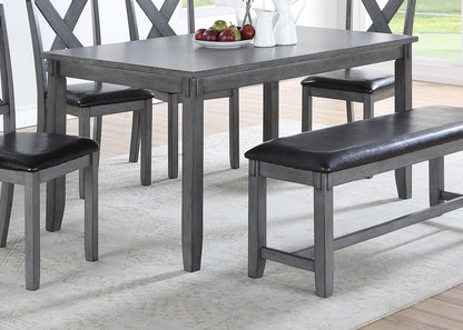 Gray Birch Rectangular Dining Table Set with Bench