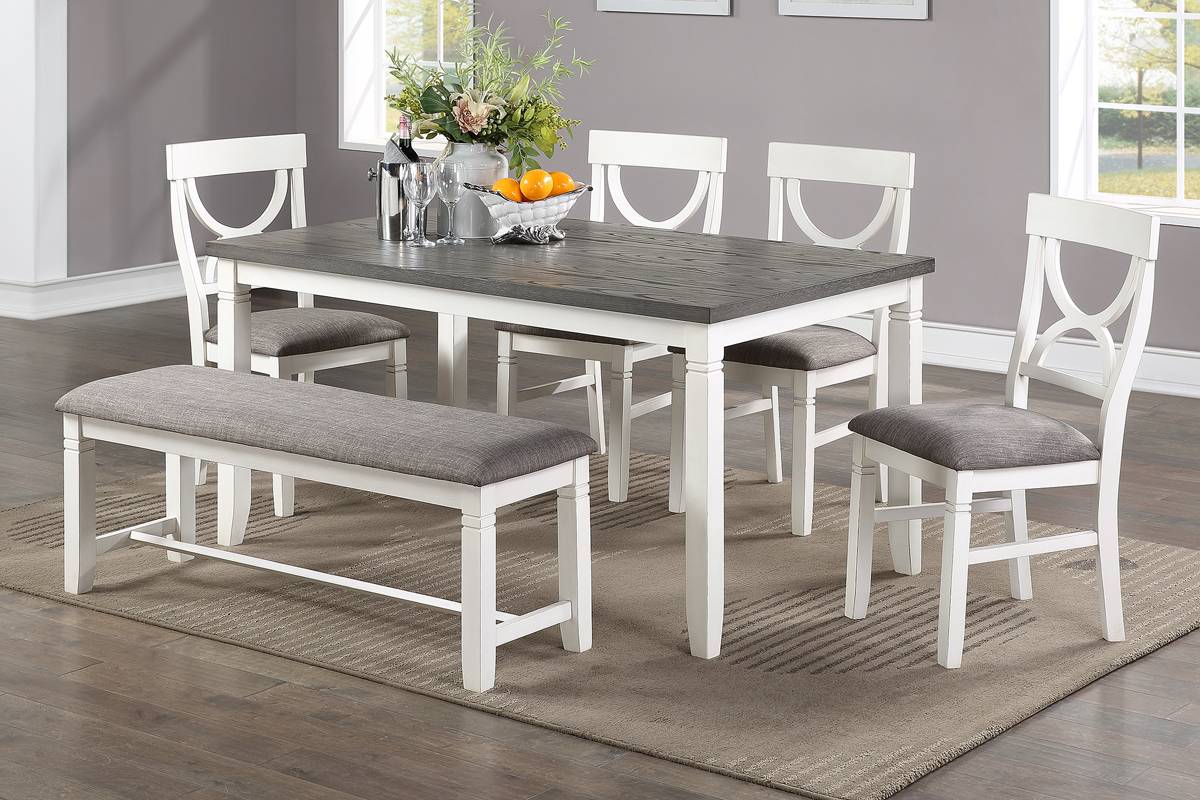 Modern White Rubberwood Dining Set for Dining Room