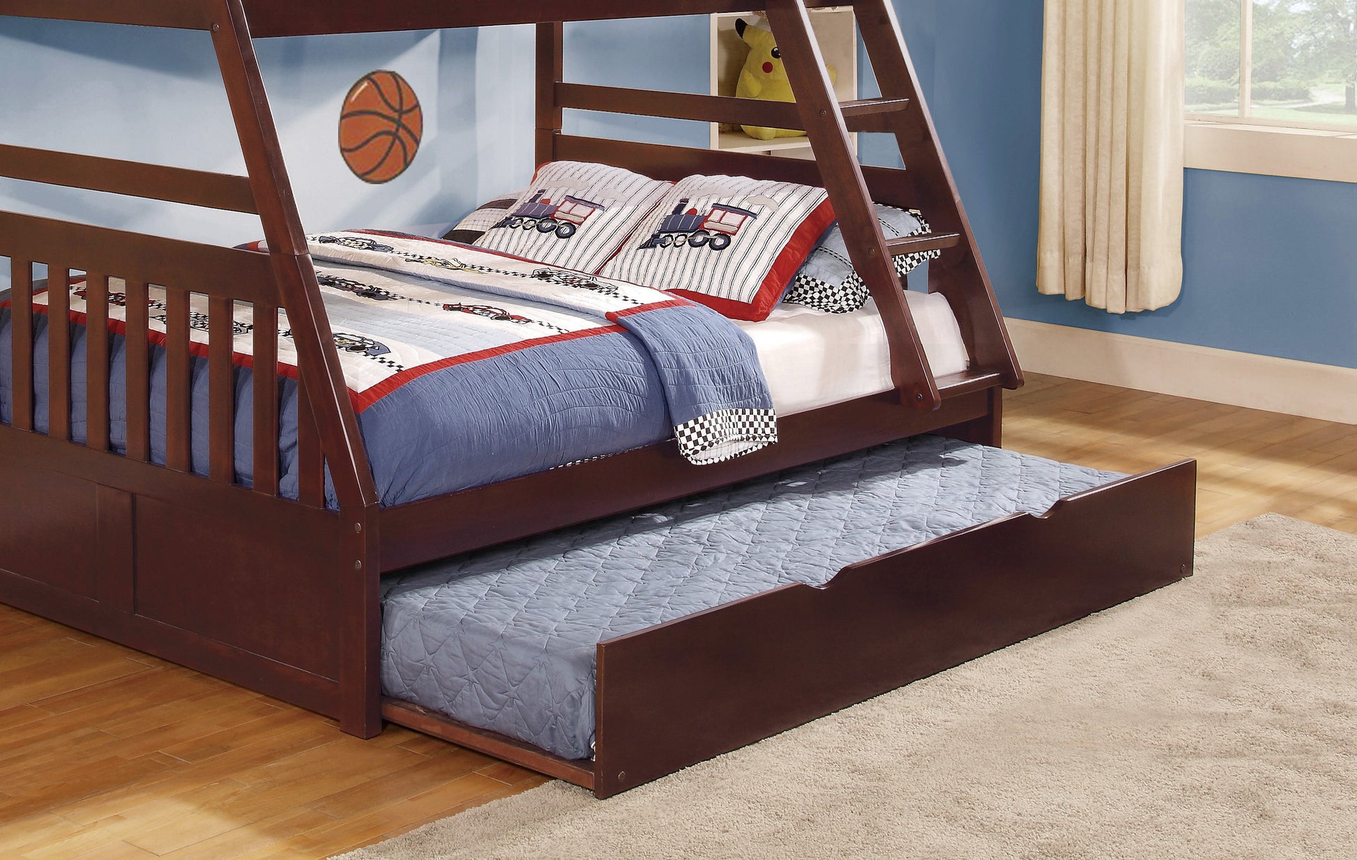 Wooden Bunk Bed with Trundle Storage for Bedroom