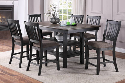 Gray Rubberwood Dining Table Set - 6 Seats for Dining Room